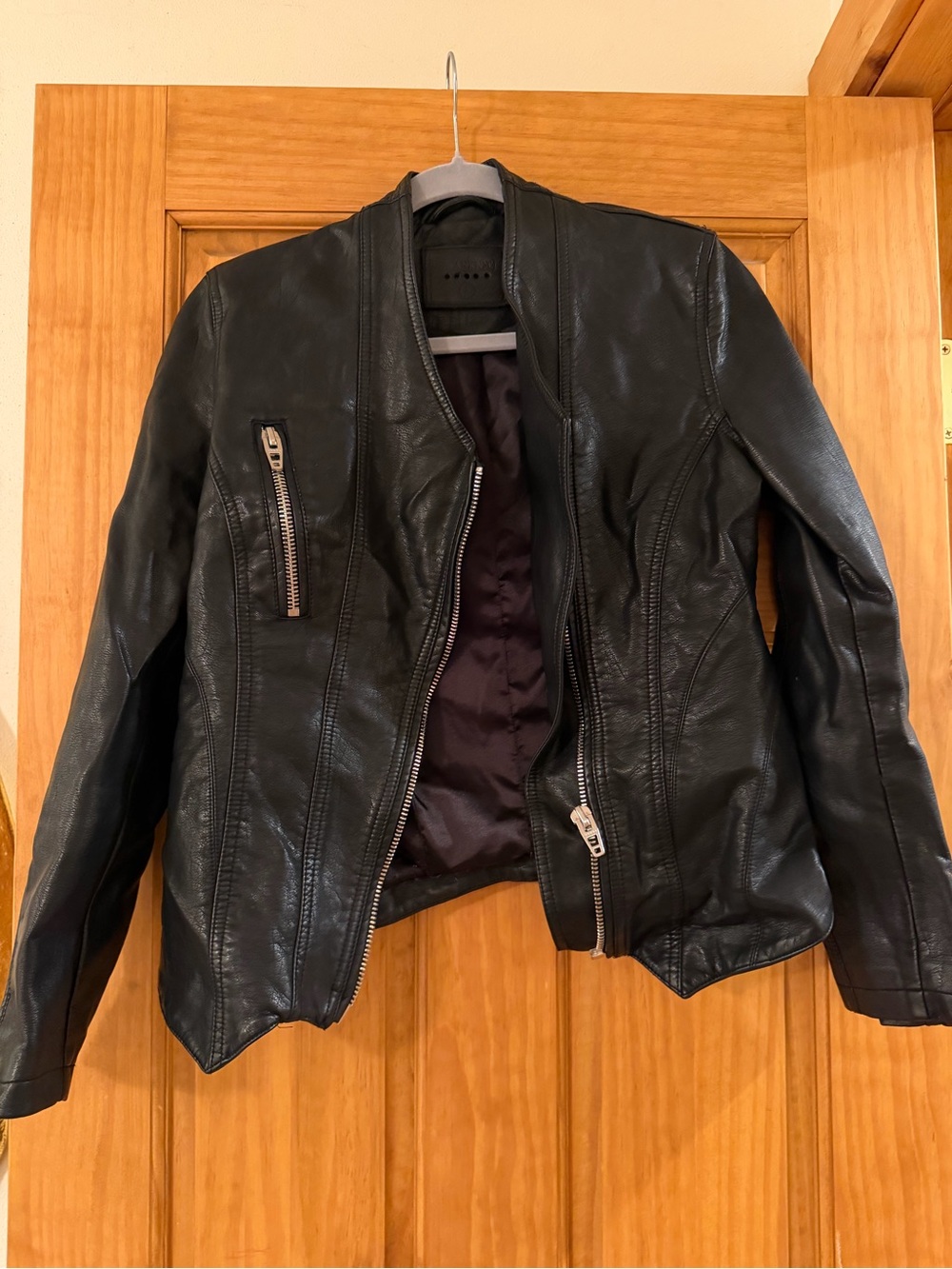 Blank NYC Black Faux Leather Moto Jacket with Silver Zippers